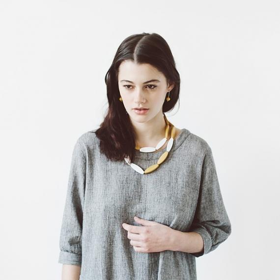 Sea Tangle Necklace - Mustard | White, designed in Melbourne by mooku