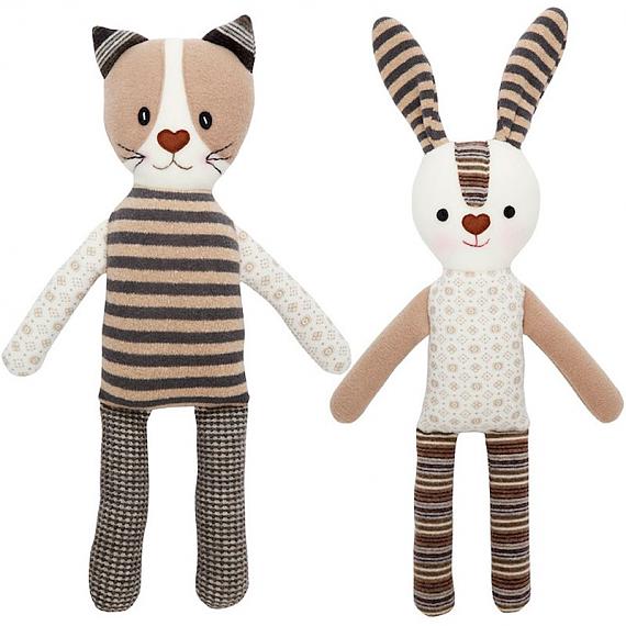 Neutral Stripe Cat and Neutral Stripe Rabbit designed in Australia by Micky & Stevie