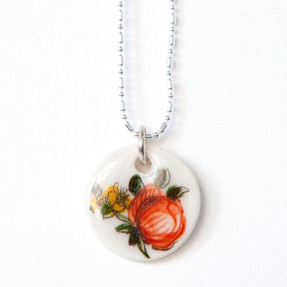 Orange Peony Necklace by Iggy and Lou Lou