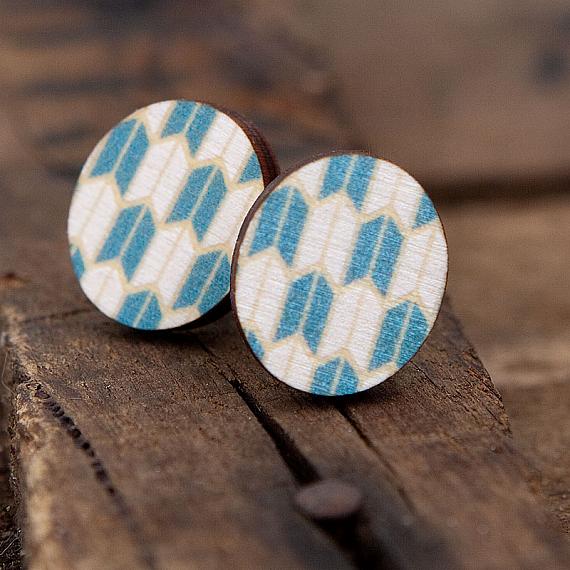 Wooden Origami Cufflinks - Blue by Polli