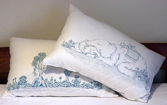 Elephant & Landscape Pillow Case Set by Dylan Martorell & Sunday Morning Designs