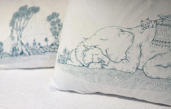 Elephant & Landscape Pillow Case Set by Dylan Martorell & Sunday Morning Designs