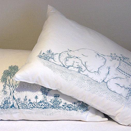 Elephant & Landscape Pillow Case Set by Dylan Martorell & Sunday Morning Designs