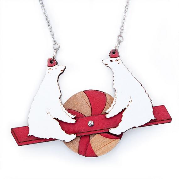Polar Bear See-Saw Necklace by love hate
