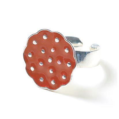 Sterling Silver Lotus Ring - Vermillion by Polli