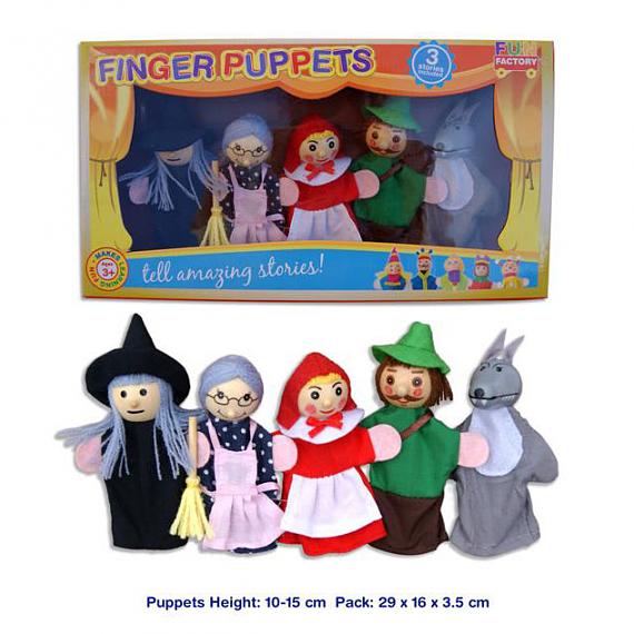 Wooden Finger Puppet 5 Piece Set - Red Riding Hood designed in Australia by Fun Factory