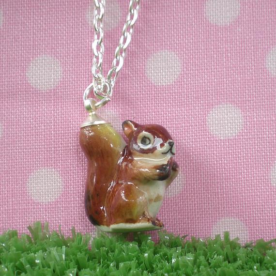 Squirrel Pendant on Silver Chain by Meow Girl