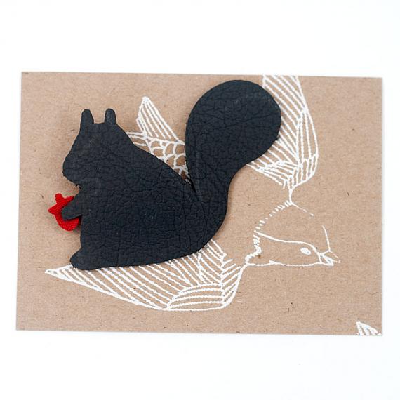 Squirrel Leather Brooch by Mingus