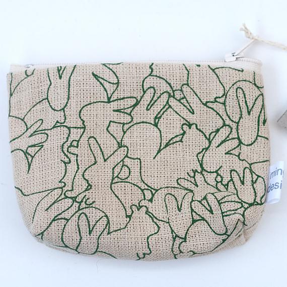 Rabbit Pile Standing Purse - Green on Natural by Mingus