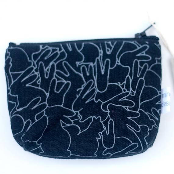 Rabbit Pile Standing Purse - Grey on Black by Mingus
