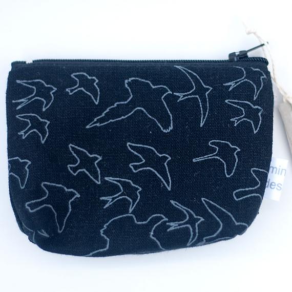 The Birds Standing Purse - Grey on Black by Mingus