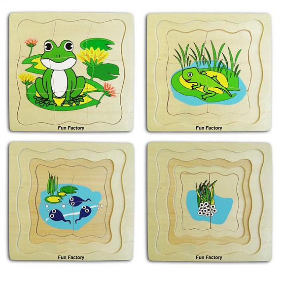 Wooden 4 Layer Tadpole Frog Puzzle designed in Australia by Fun Factory