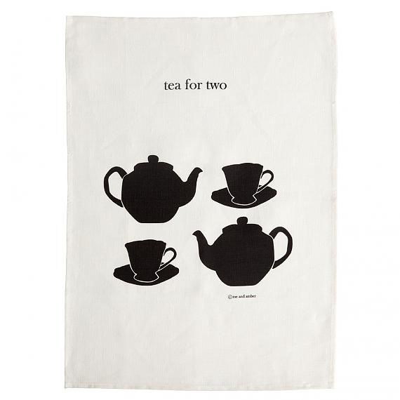Tea For Two linen tea towel hand screen printed in Australia by me and amber