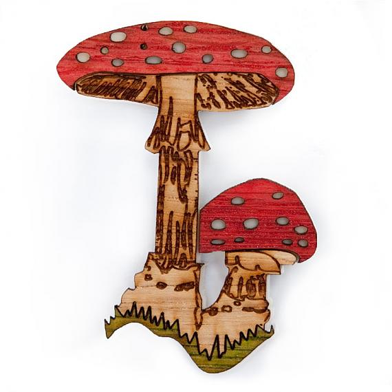 Mushroom Brooch Red by love hate
