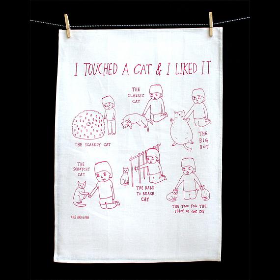 Tea Towel - Touched a Cat - handmade in Melbourne by Able & Game