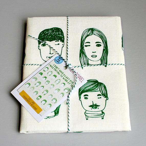 Tea Towel - Trying to Wink - handmade in Melbourne by Able & Game