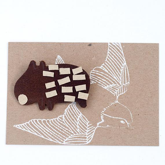 Wombat Leather Brooch by Mingus