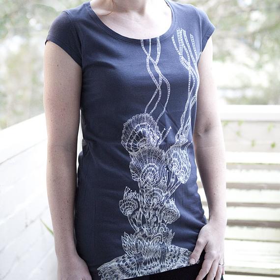 Flower T-shirt - Charcoal by Sunday Morning Designs