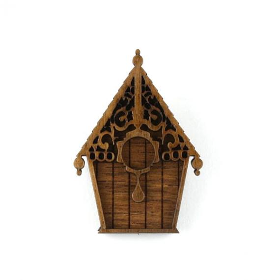 Wooden Birdhouse Brooch designed in Australia by Love Hate