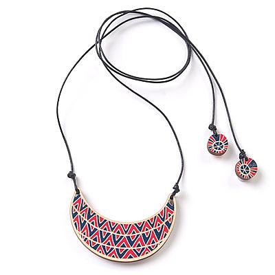 Wooden Shaka Necklace - Pink & Blue by Polli