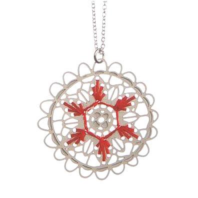 Woven Doily Pendant Red by Polli