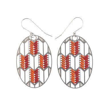 Woven Origami Arrow Earrings Reds by Polli